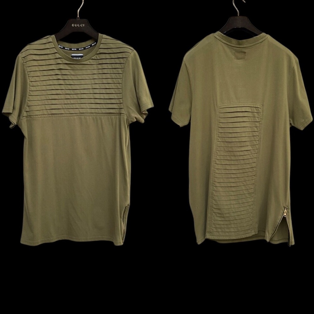 RISE AS 1NE PLEAT DETAIL OLIVE COLOR TEE SHIRT SZ XL
